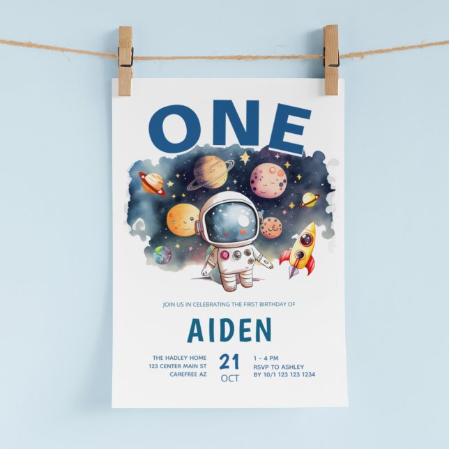 Space Theme Galaxy Solar System 1st Birthday Invitation (Creator Uploaded)