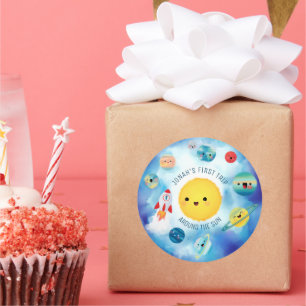 Space theme Outer Space Rocket 1st Birthday  Classic Round Sticker