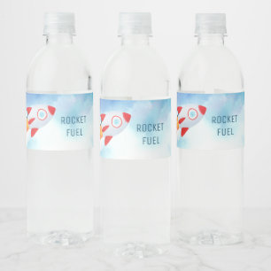 Space theme Outer Space Rocket 1st Birthday Water Bottle Label