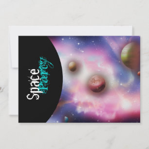 Space theme party invitations - customise template