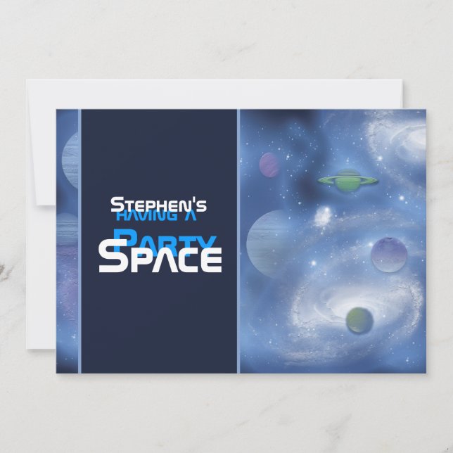 Space theme party invitations - customise template (Front)