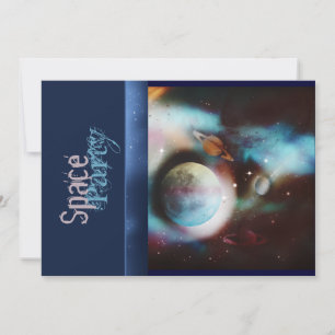 Space theme party invitations - customise template