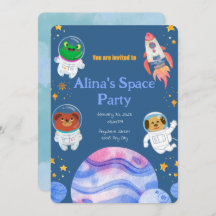 space-themed birthday invitation