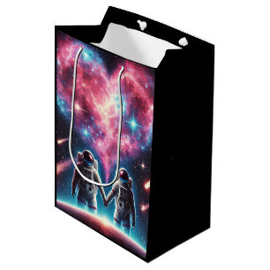 Space-Themed Gift Bag - Astronauts in Cosmic Love