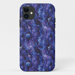 Space-themed pattern with stars and planets iPhone 11 case