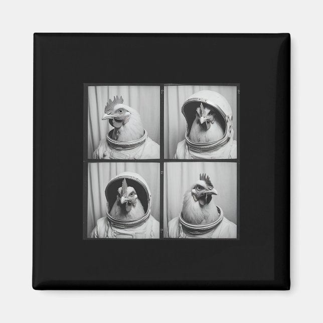 Space Themed Rooster Astronaut Chicken  Magnet (Front)