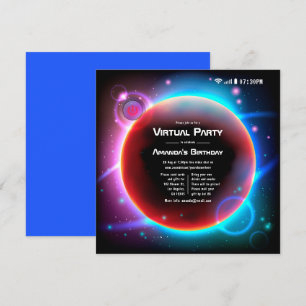 Space themed Virtual Birthday Party Invitation