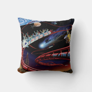 Space Thrills Cosmic Roller Coaster Artist Concept Cushion