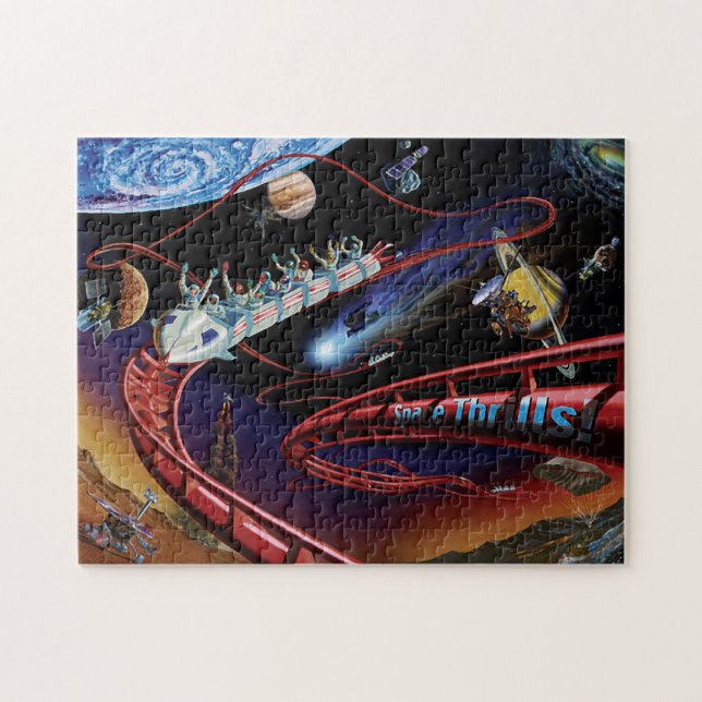 Space Thrills Cosmic Roller Coaster Artist Concept Jigsaw Puzzle (Horizontal)