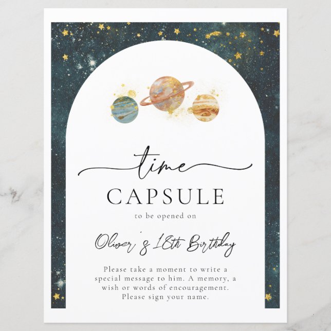 Space Time Capsule Sign | Space Birthday (Front)