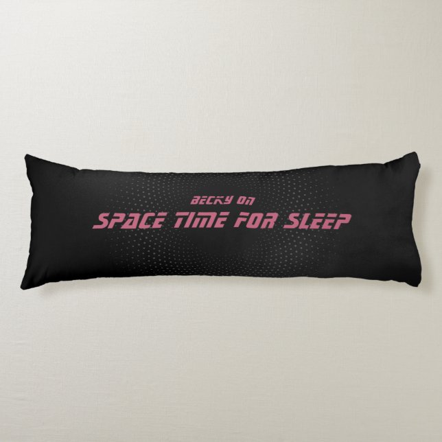 Space time, Pink and Yellow script Body Cushion (Front)