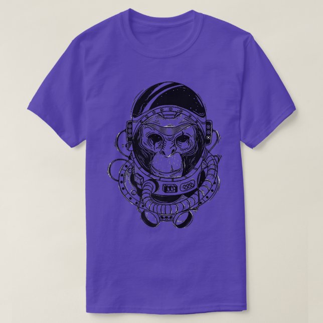 Space Travel Astronaut Monkey  T-Shirt (Design Front)