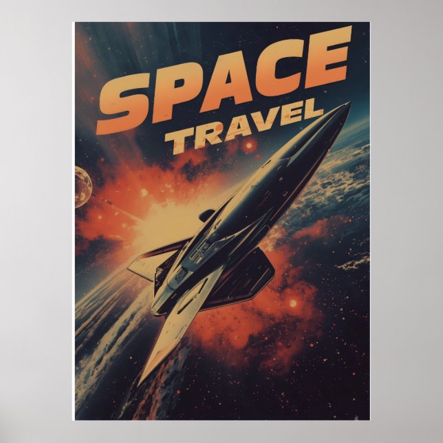 Space Travel Retro Futurism Poster (Front)