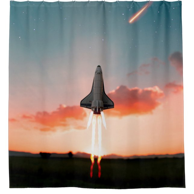 Space Travel Shower Curtain (Front)
