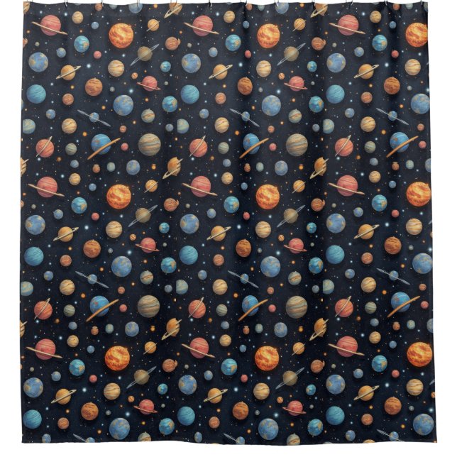 space travel shower curtain (Front)