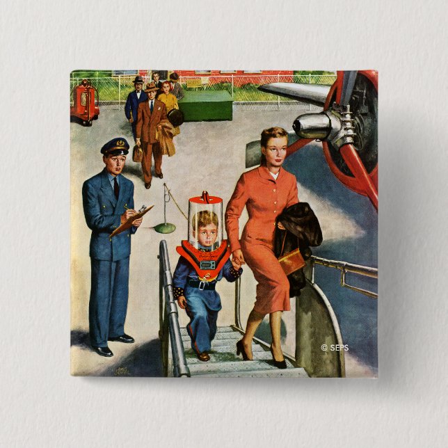 Space Traveller 15 Cm Square Badge (Front)