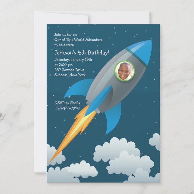 Space Traveller Photo Invitation (Front)