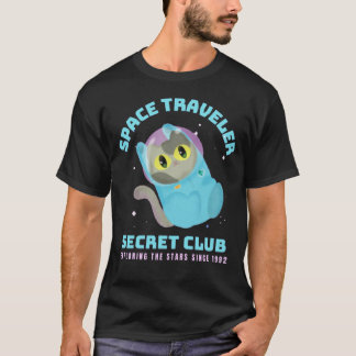 Space Traveller Secret Club - Cute Astronaut Kitte T-Shirt