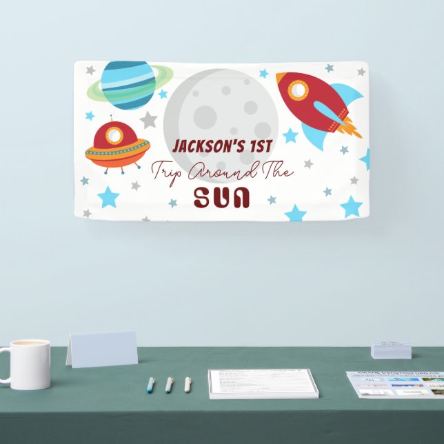 Space Trip Around the Sun 1st Birthday  Banner (Tradeshow)