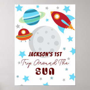 Space Trip around the sun 1st Birthday  Poster