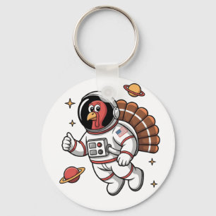 Space Turkey Astronaut Gobbler Thanksgiving Key Ring