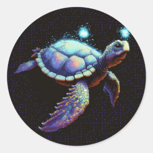 Space Turtle Classic Round Sticker