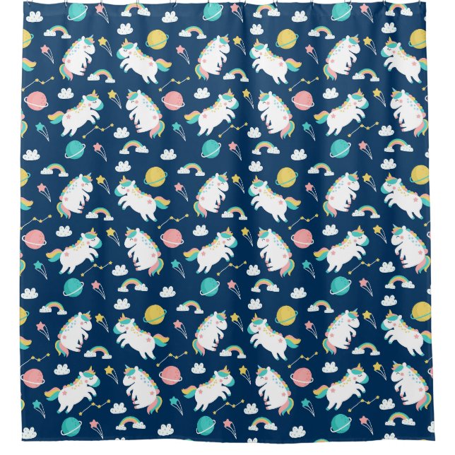 Space Unicorns  Shower Curtain (Front)