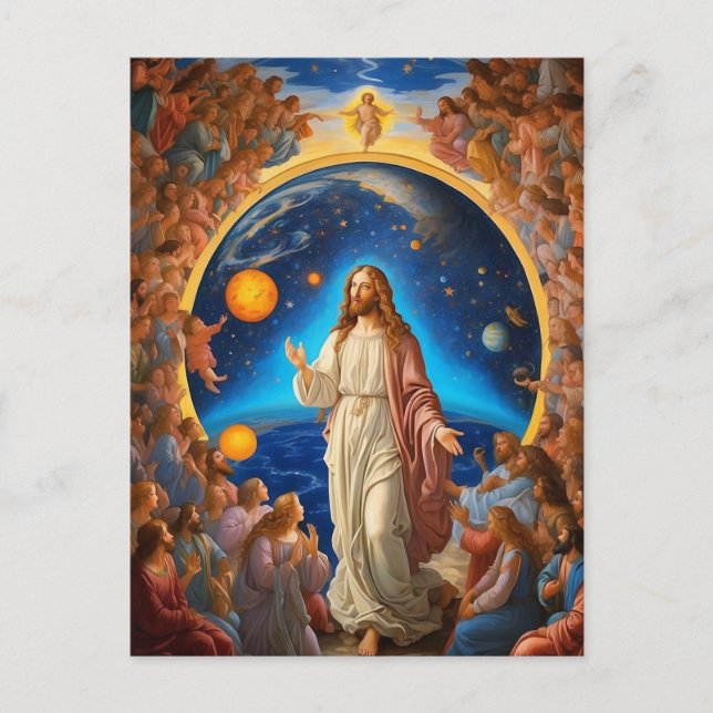 *~*  Space Universe Earth Light AP50 Jesus Flowers Postcard (Front)