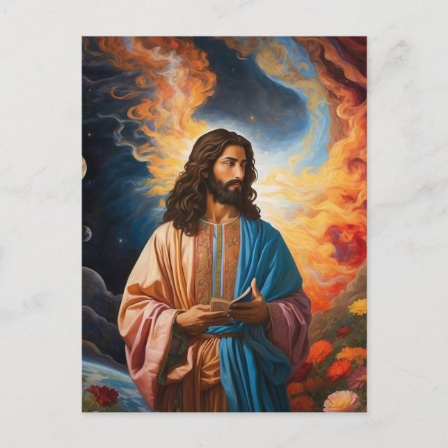 *~*  Space Universe Earth Light Heal AP50 Jesus Postcard (Front)