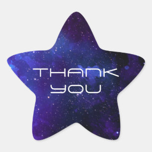 Space Universe kids planetarium birthday Thank you Star Sticker