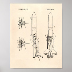 Space Vehicle 1975 Patent Art Old Peper Poster