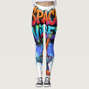 Space Vibes Alien DJ Music Streetwear Design Leggings