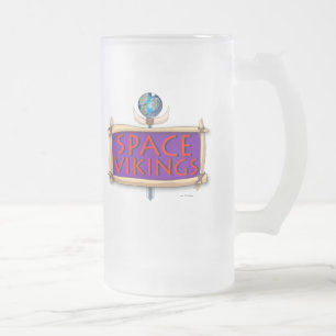 Space Vikings Title Logo Frosted Glass Beer Mug