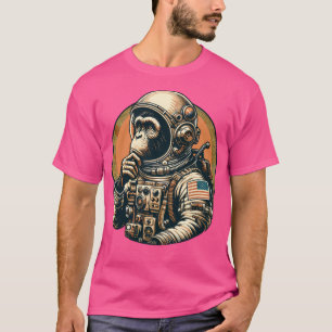 Space Vintage Travel Astronaut Monkey Graphic Art T-Shirt