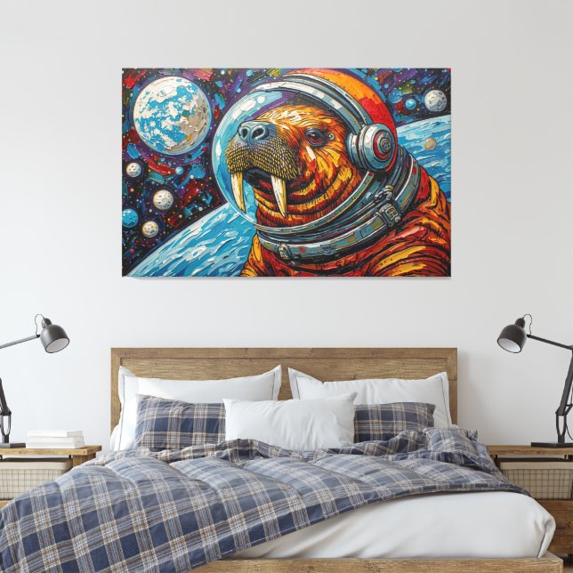 SPACE WALRUS CANVAS PRINT (Insitu(Bedroom))