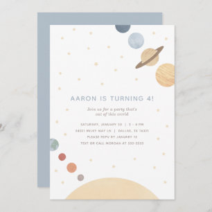 Space Watercolor Boy Birthday Party Invitation