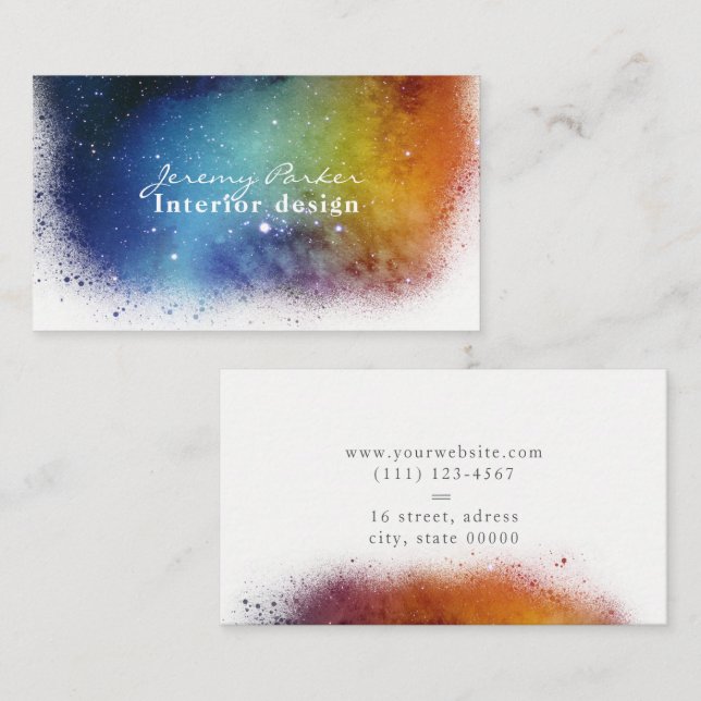 Space Watercolor Splash Business Card (Front/Back)