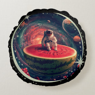 Space Watermelon Astronaut Round Cushion