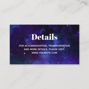 Space wedding. Night stars. Modern navy details Enclosure Card