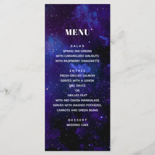 Space wedding. Night stars. Modern navy galaxy Menu