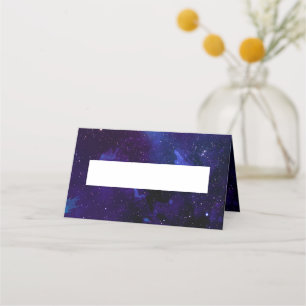 Space wedding. Night stars. Navy modern galaxy Place Card
