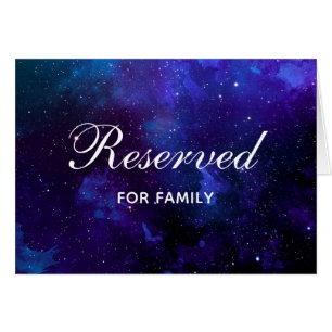 Space wedding. Night stars. Navy reserved sign