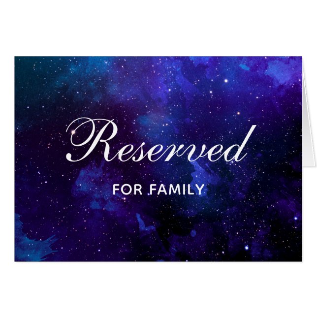 Space wedding. Night stars. Navy reserved sign (Front Horizontal)