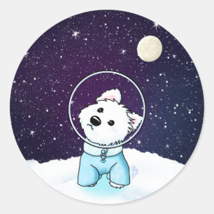 Space Westie Classic Round Sticker