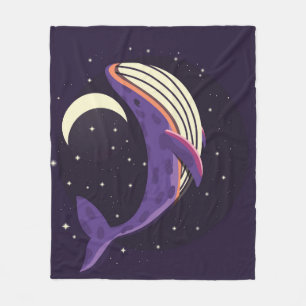 Space whale: colourful illustrated portrait. fleece blanket