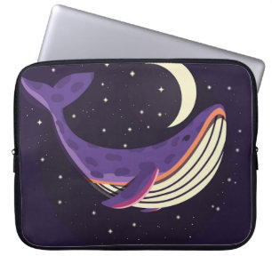 Space whale: colourful illustrated portrait. laptop sleeve