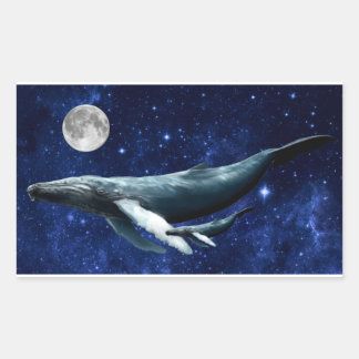 Space Whale Rectangular Sticker