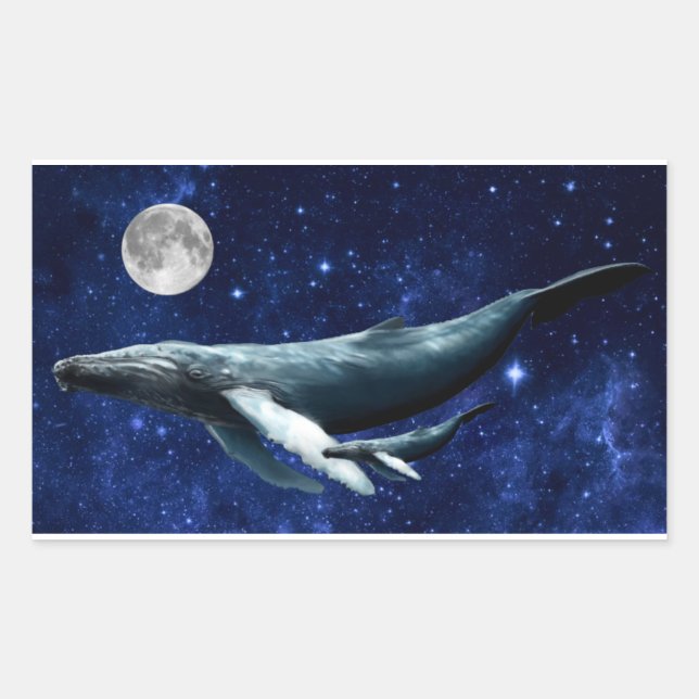 Space Whale Rectangular Sticker (Front)