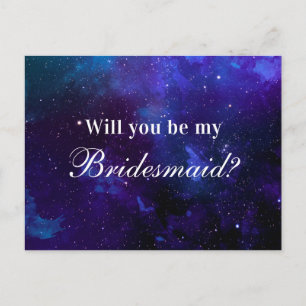 Space Will you be my bridesmaid. Night stars Postcard