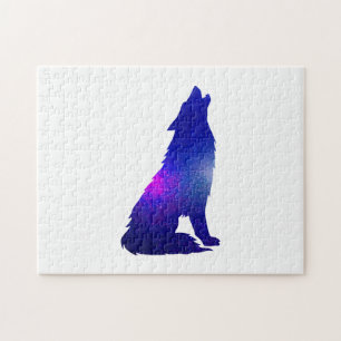 Space Wolf howling - Choose background color Jigsaw Puzzle